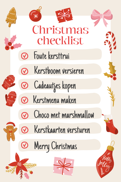 Christmas checklist kerstkaart met leuke kerst illustraties