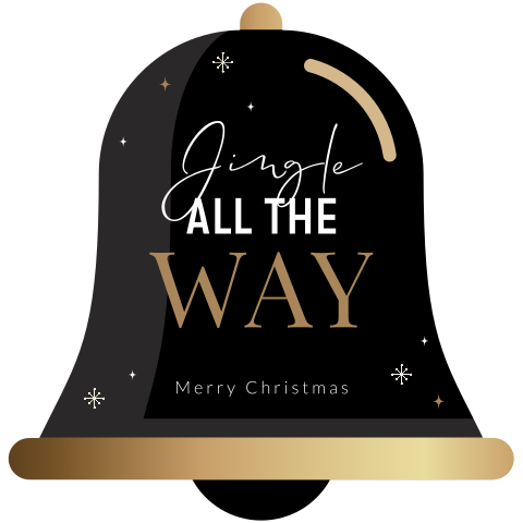 Kerstklok kerstkaart zakelijk met goudlook