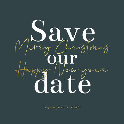 Save the Date kerstkaart met folie en ronde hoeken