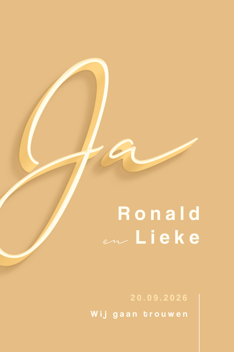 Basic trouwkaart met Ja