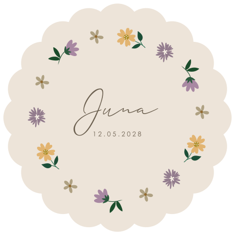 Bloemen geboortekaartje voor een meisje in bijzondere vorm