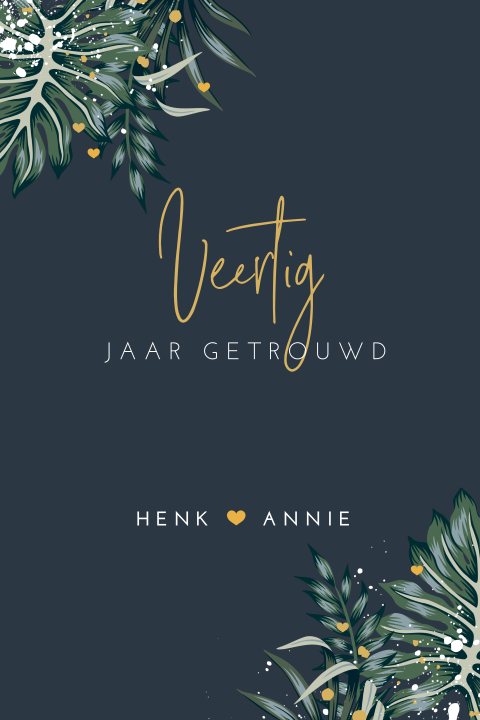 Stijlvolle 40 jaar getrouwd botanische uitnodiging