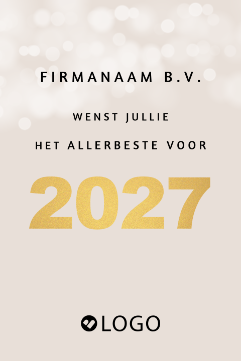 Klein zakelijke kerstkaartje met jaartal 2027 in goudlook