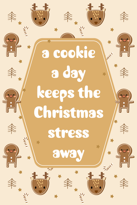 Kerstkaart met gingerbread koekjes en rendiertjes