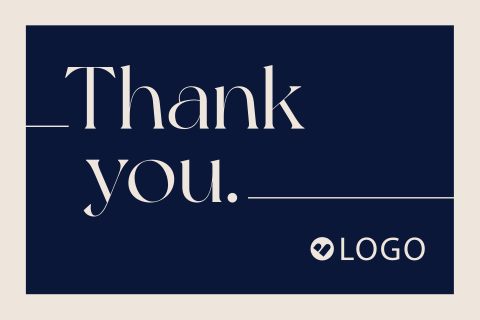 Strakke zakelijke bedankkaart met Thank you en eigen logo