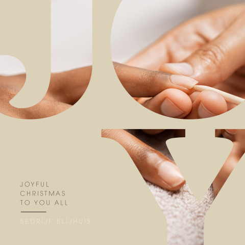 Joy zakelijke kerstkaart verzorgen nagels met bedrijfslogo