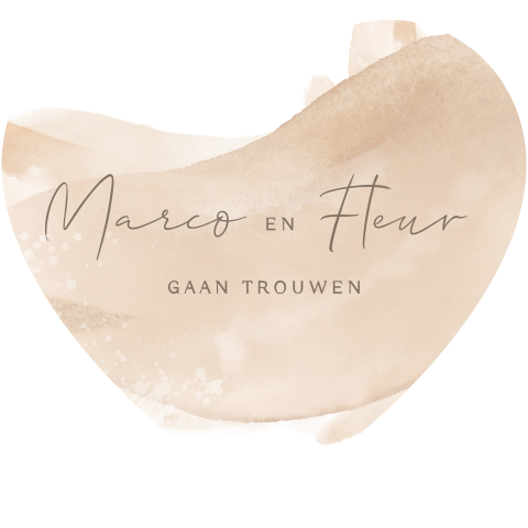 Hart vorm trouwkaart met aquarel veeg