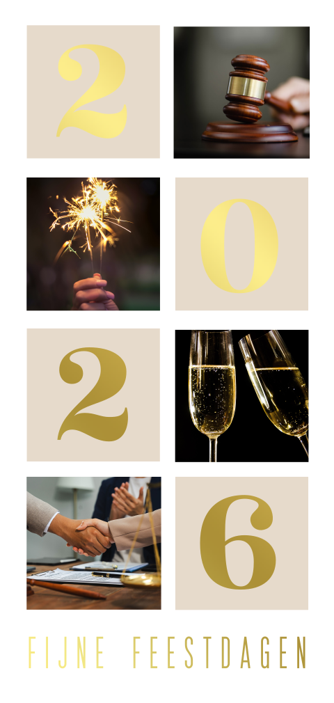 Advocaten kerstkaart zakelijk met foto collage en foliedruk