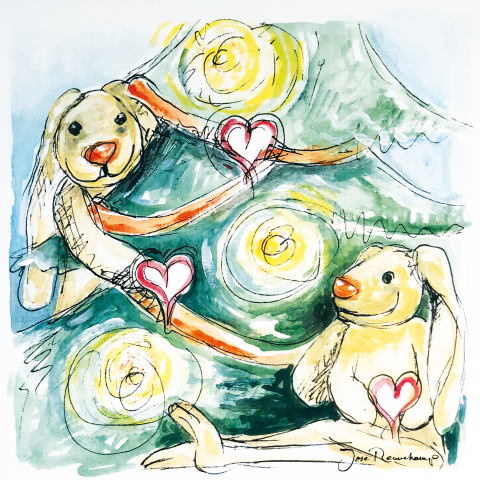 Kerstkaart goed doel konijn Ronald McDonald Huis Zwolle