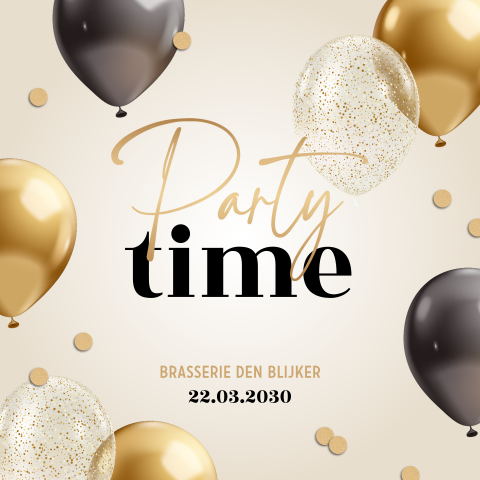 Verjaardag party uitnodiging uitnodiging met goudlook ballonnen