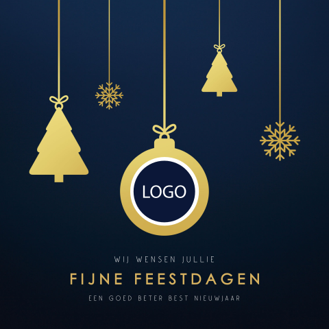 Kerstkaart zakelijk met kersthangers en eigen logo