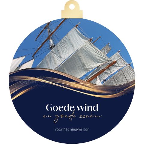 Zakelijke maritiem kerstkaart in kerstbalvorm met foto zeilboot