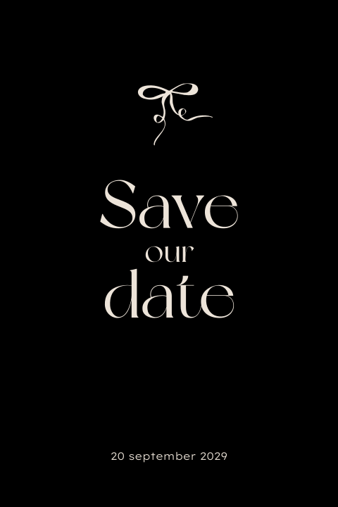 Basic save the date kaart met strik