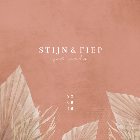 Vintage trouwkaart met droogbloemen