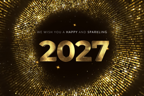 Sparkling zakelijke kerstkaart met goudlook 2027