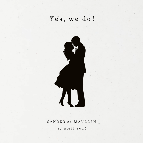 Duurzame trouwkaart met silhouet en Yes we do