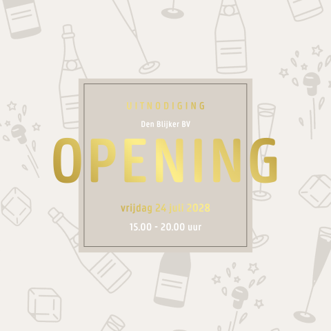 Feestelijke zakelijke opening uitnodiging met champagne en foliedruk