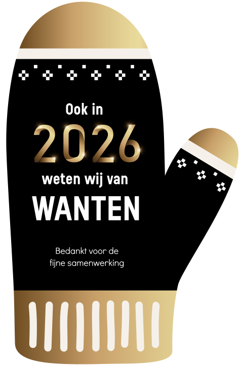 Aparte vorm kerstkaart zakelijk met winterhandschoen want