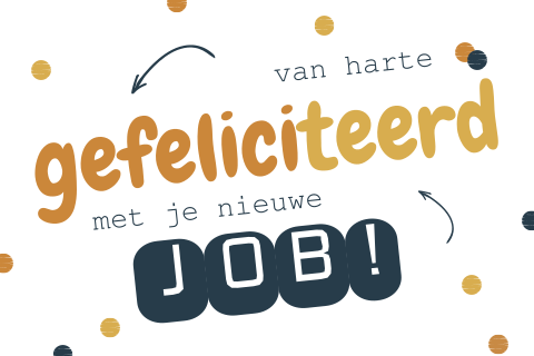 Nieuwe baan felicitatie kaart met confetti