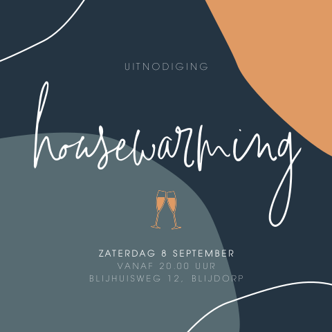 Housewarming uitnodigingskaart met abstracte vlakken en lijnen