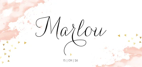 Basic aquarel geboortekaartje met sierlijke letters