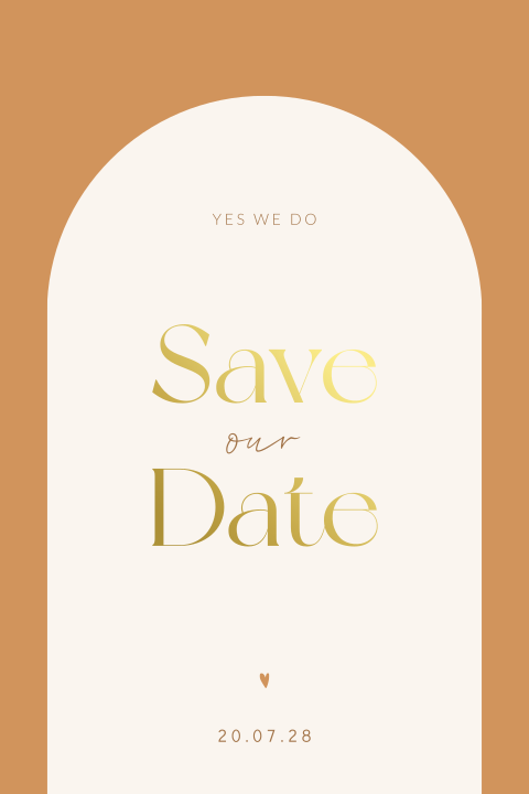 Luxe Save the Date kaart met boogvorm en foliedruk