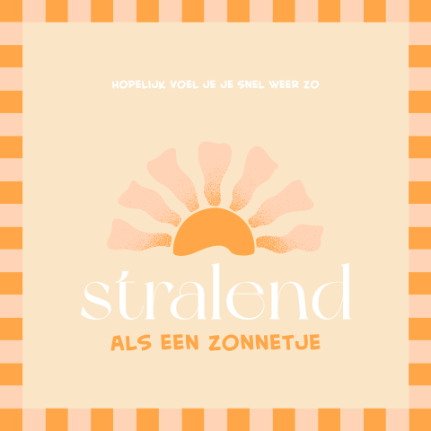 Kleurrijke beterschap wenskaart met stralende zon