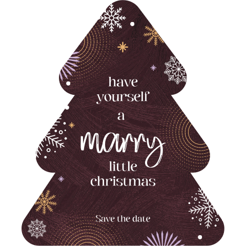 Save the date kerstkaart in de vorm van een kerstboom