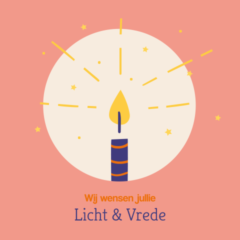 Christelijke kerstkaart licht en vrede kaars