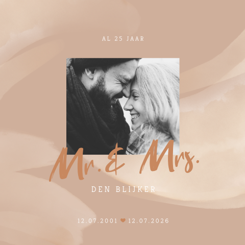 25 jaar getrouwd uitnodiging met foto en trendy kleuren