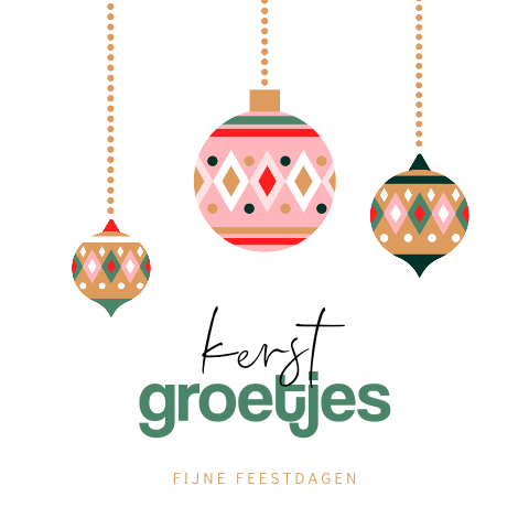 Kerst groetjes kerstkaart met vrolijke kerstballen