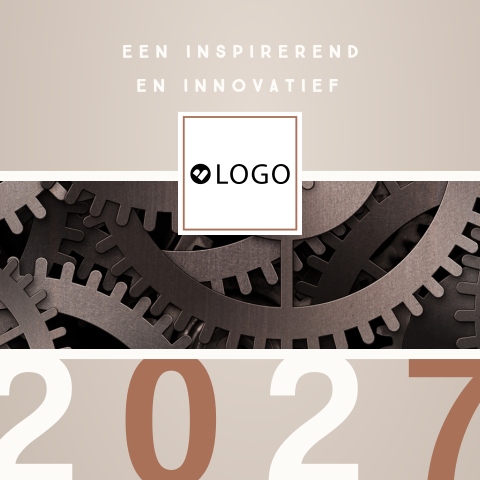 Kerstkaart met tandwielen voor innovatie en inspiratie