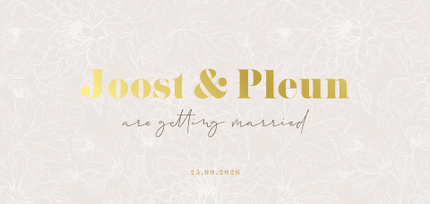 Trouwkaart bloemenprint met foliedruk