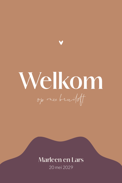 Typografisch welkomstbord met organisch kader en kleur