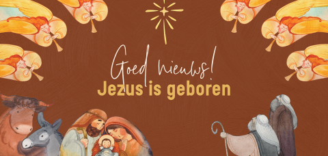 Christelijke geschilderde kerstkaart van geboorte Jezus
