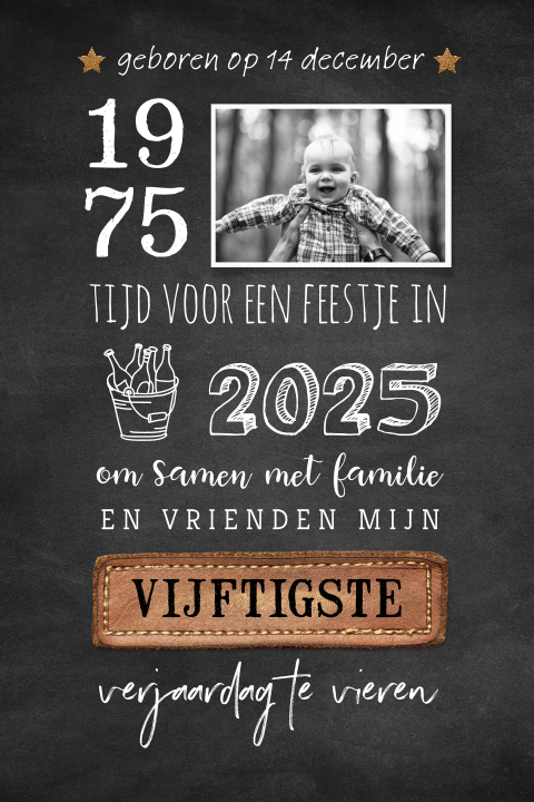 Krijtbord uitnodigingskaart met eigen foto