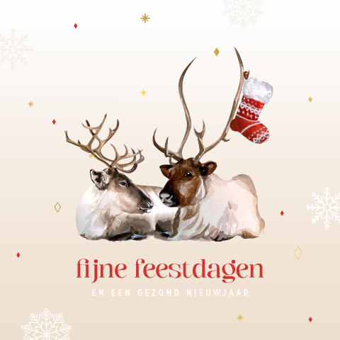 Rendieren aquarel kerstkaart met foliedruk