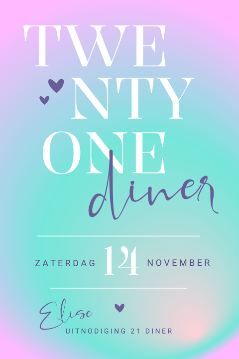 Prachtige pastel uitnodiging 21 diner