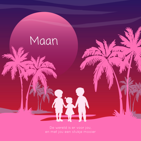 Felle kleuren silhouet kaartje derde kindje
