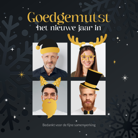 Grappige zakelijke kerstkaart met props en eigen foto