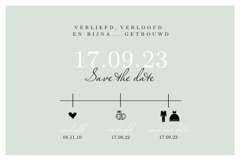 Save the Date kaart Trendy Tijdlijn met symbolen