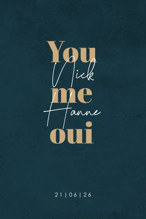 Basic trouwkaart met you, me, oui