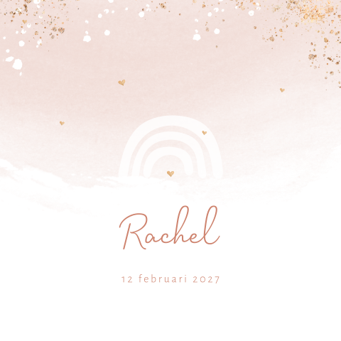 Christelijk geboortekaartje met aquarel en regenboog