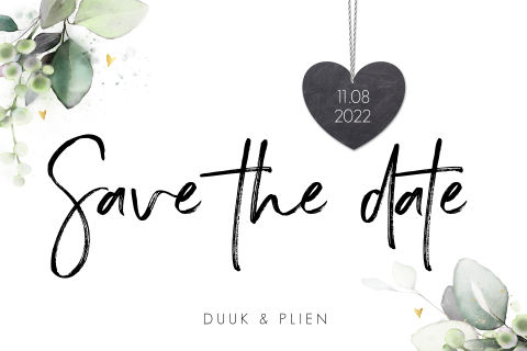 Save the Date kaart Basic Botanisch