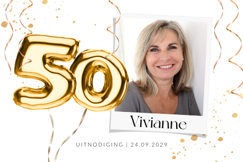 Uitnodiging verjaardag 50 jaar foto balloncijfers