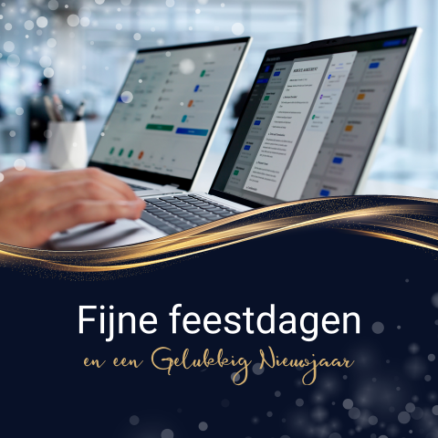 Zakelijke kerstkaart met laptops voor ict branche