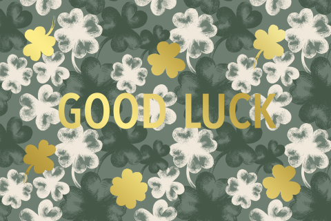 Luxe succes wenskaart met goudfolie en good luck