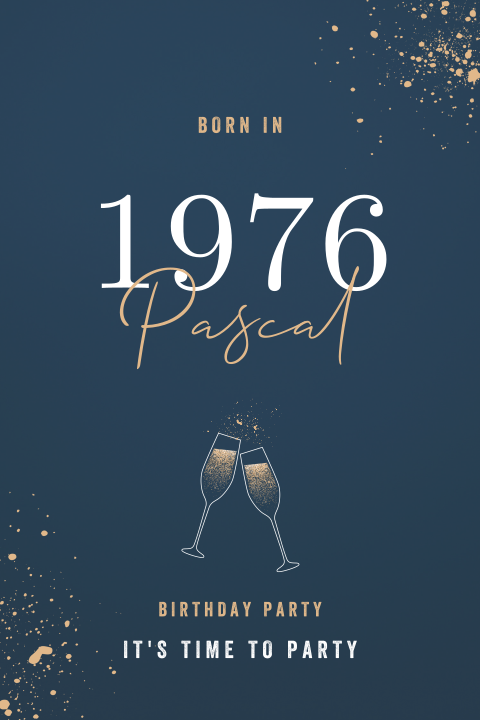 Uitnodiging 50 jaar met jaartal en proostende glazen