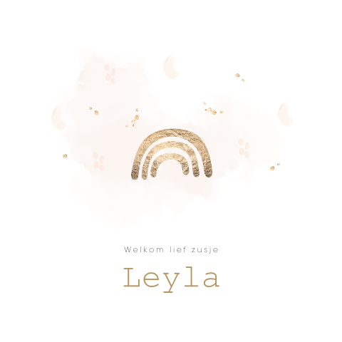 Lief basic meisjeskaartje met regenboog en aquarel