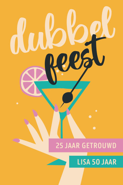 Cocktail uitnodiging dubbel feest